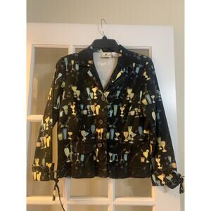 Holly lane black cocktail themed blazer long sleeve glasses patterned classy SM